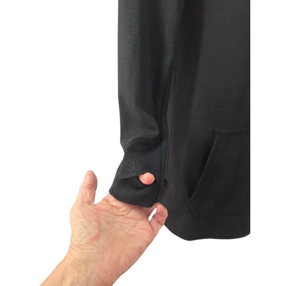 Lily Lottie Long Black Drawstring High Neck Sweatshirt Sz S Kangaroo Pocket NEW - Picture 2 of 10